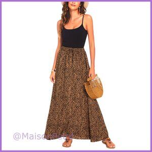 Chiffon Pleated Maxi Skirt Elastic High Waisted Flowy Summer Beach